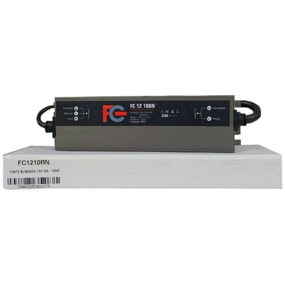 Imagem de Fonte Blindada CFTV FC Fontes 12V 10,0A 120W Bivolt - FC1210BN