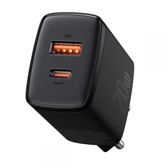 Fonte carregador 20w baseus turbo usb-c + usb Menor preço em Fonte carregador 20w baseus turbo usb-c + usb