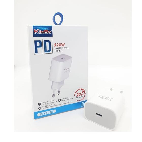 Fonte Carregador de Tomada USB Tipo C Kingo 20W Fast Charge para iPhone 11 Pro Menor preço em Fonte Carregador de Tomada USB Tipo C Kingo 20W Fast Charge para iPhone 11 Pro