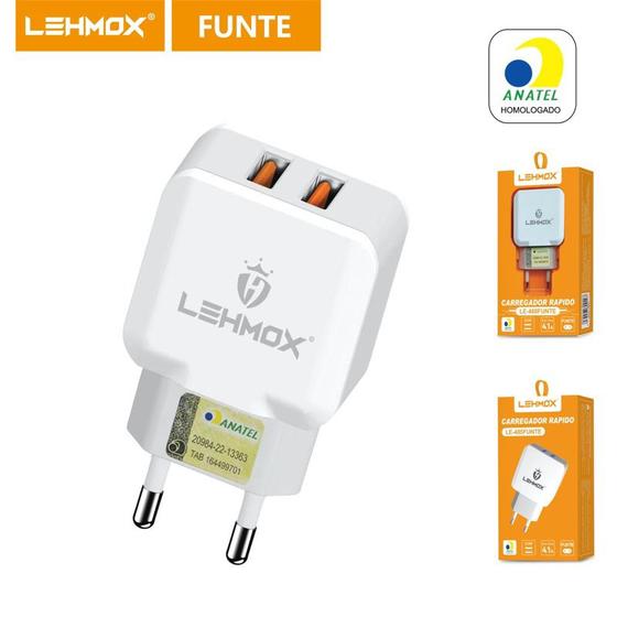 Imagem de Fonte Carregador Rápido Celular 2 Entradas USB 4.1A Bivolt