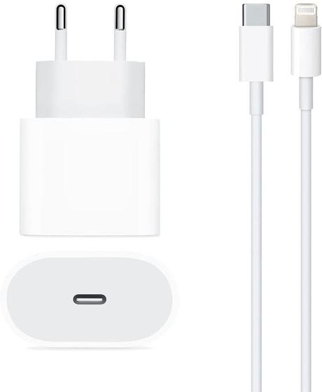 Imagem de Fonte Carregador Turbo 20W USB-C e cabo lightning compatível para iPhone 11 12 13 Max X XR XS