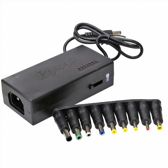 Imagem de Fonte Carregador Universal Notebook Laptop Com Cabo Carregador 120w 9 conectores