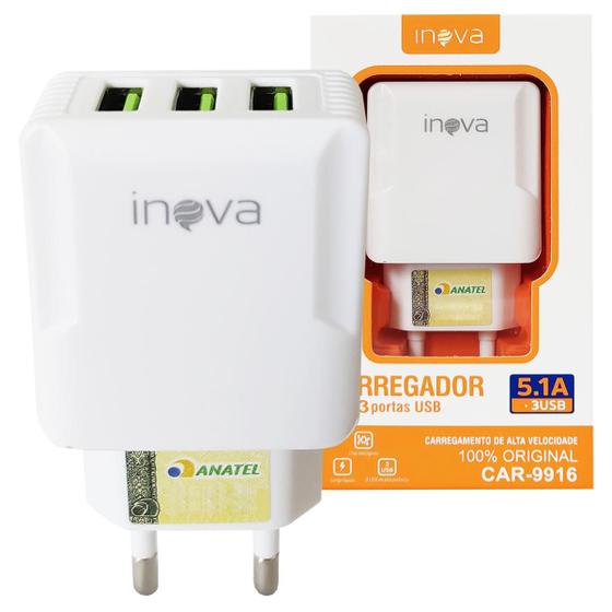 Imagem de Fonte Carregamento Rápido 5.1 Turbo 3 Sáidas USB Original Inova