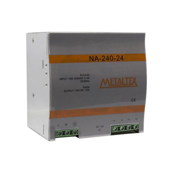 Fonte Chaveada 24VCC 10A NA-240-24 240W 110/220VCA para Trilho DIN Metaltex Menor preço em Fonte Chaveada 24VCC 10A NA-240-24 240W 110/220VCA para Trilho DIN Metaltex