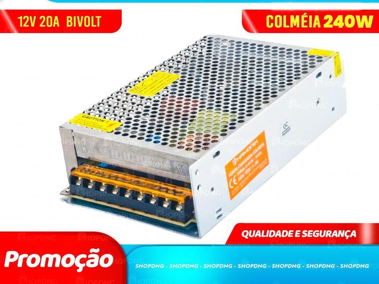 Fonte Chaveada Colmeia 12v 20A 240w Bivolt Cftv Led Som Menor preço em Fonte Chaveada Colmeia 12v 20A 240w Bivolt Cftv Led Som