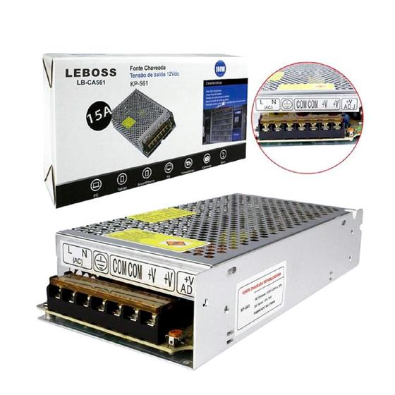 Fonte chaveada potencia 12v / 15a leboss lb-ca561 Menor preço em Fonte chaveada potencia 12v / 15a leboss lb-ca561