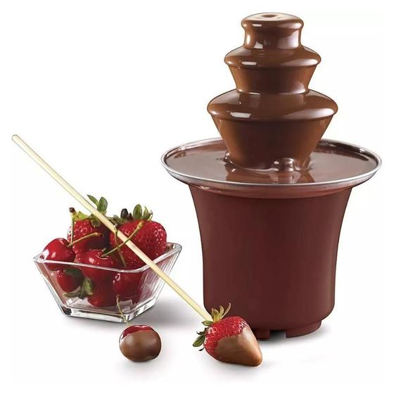 Imagem de Fonte Chocolate Em Cascata 3 Andares Fácil Usar Cor Marrom