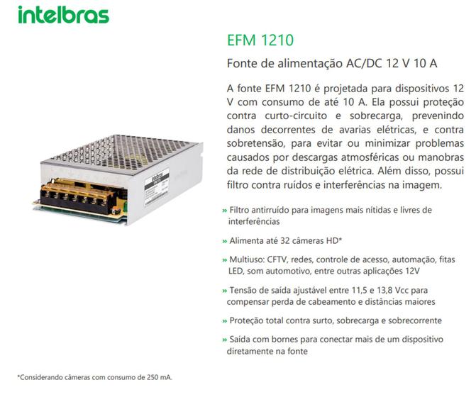 Imagem de Fonte Colmeia 12,8v 10a - Efm 1210 Para CFTV, redes, controles de acesso, automação, fitas LED