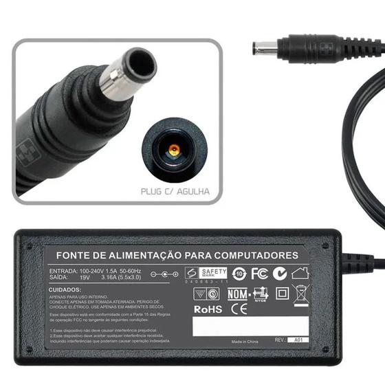 Imagem de Fonte Compativel com Notebook Samsung Sf410 19v 3.16a  555