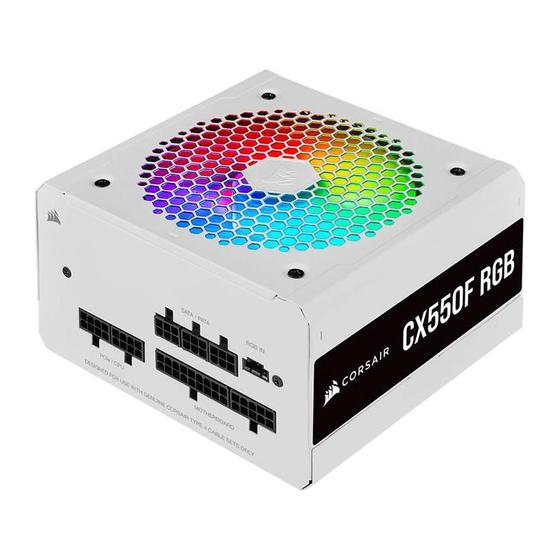 Imagem de Fonte Corsair CX-F RGB Series CX550F RGB, 550W, Full Modular, 80 Plus Bronze, White, CP-9020225-NA