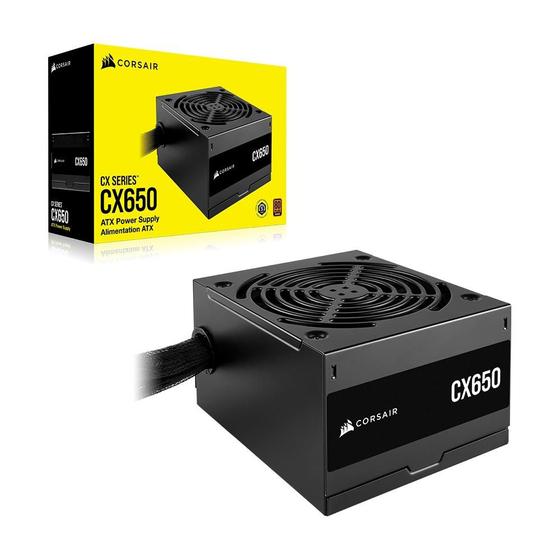 Fonte Corsair CX Series CX650, 650W, 80 Plus Bronze, Com Cabo, Preto - CP-9020278-BR Menor preço em Fonte Corsair CX Series CX650, 650W, 80 Plus Bronze, Com Cabo, Preto - CP-9020278-BR