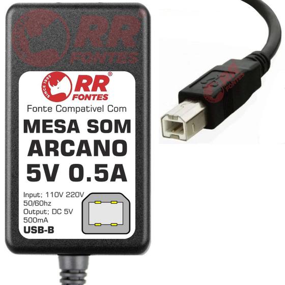 Imagem de Fonte DC 5v 0.5A Para Mixer Arcano Plug USB-B