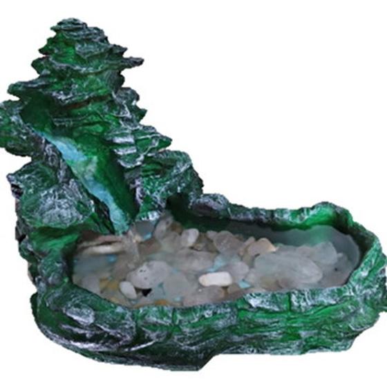 Imagem de Fonte De Agua Em Resina Pedra Mini Verde com Bomba Bivolt e Pedras Roladas