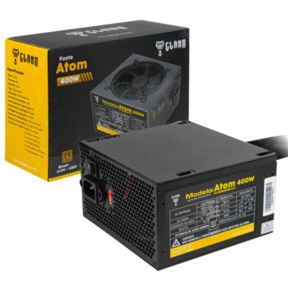 Imagem de Fonte de Alimentação Atom Clanm 400W ATX Para Pc Gamer Com 5 Cabos  Conectores Com Proteção Contra Sobrecarga Silenciosa