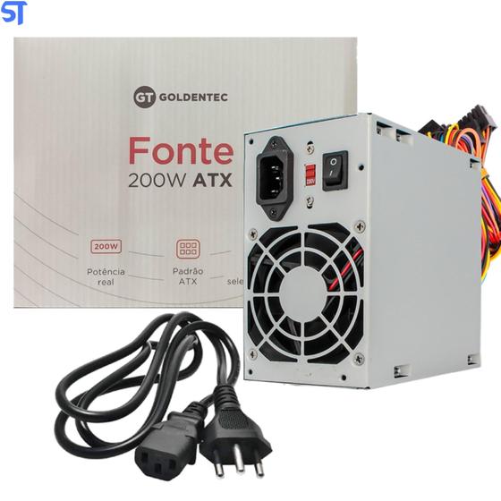 Imagem de Fonte De Alimentação ATX 200W Potência Real Goldentec GT200R Com Cabo de Força