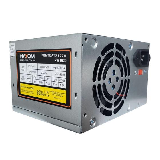 Imagem de Fonte de Alimentação ATX 200W RMS PW1620 com Cabo 110 220V