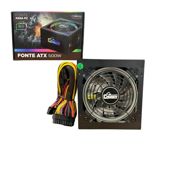 Imagem de Fonte De Alimentação ATX de 500W Com Led Rgb 25 Modos Para PC Silencioso