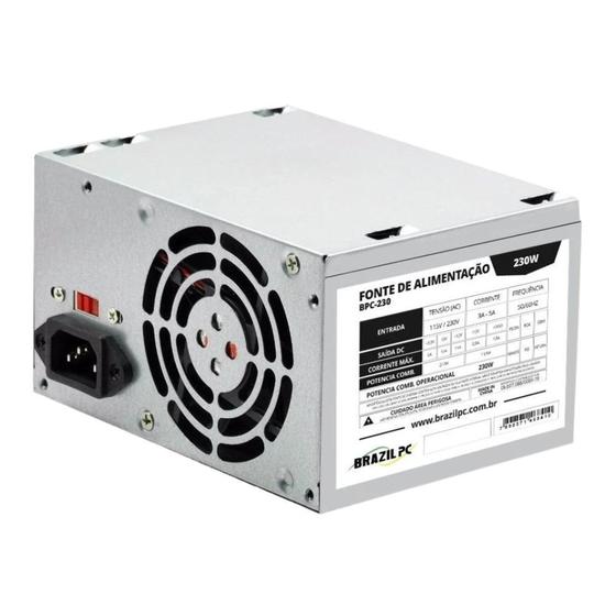 Fonte de alimentação Brazilpc, ATX, 230W Real, 24 Pinos Menor preço em Fonte de alimentação Brazilpc, ATX, 230W Real, 24 Pinos