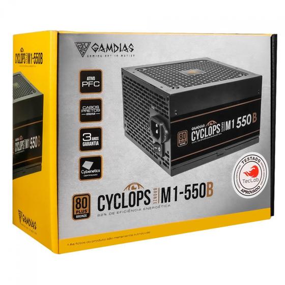 Imagem de Fonte de Alimentação Gamdias Cyclops M1 550W 80Plus Bronze PFC Ativo S/ Cabo