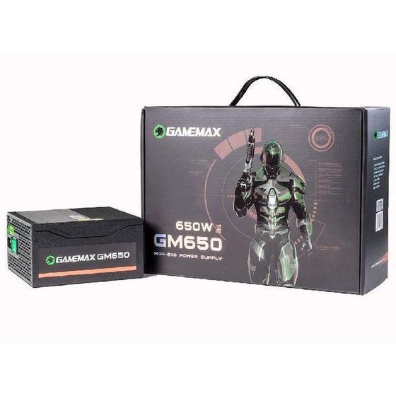 Fonte de Alimentação Gamemax GM650 650W Box 80 Plus Bronze Com PFC - Preto Menor preço em Fonte de Alimentação Gamemax GM650 650W Box 80 Plus Bronze Com PFC - Preto
