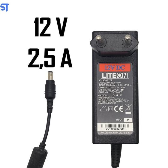 Imagem de Fonte De Alimentação Liteon 12V 2.5A 30W Pino 5,3Mm X 3,2Mm