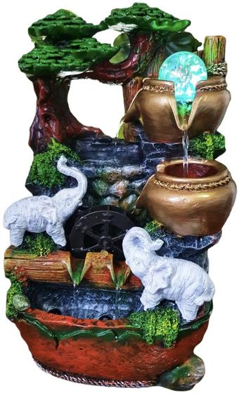 Imagem de Fonte Decorativa Moinho De Água Elefante Branco Sorte Jarro