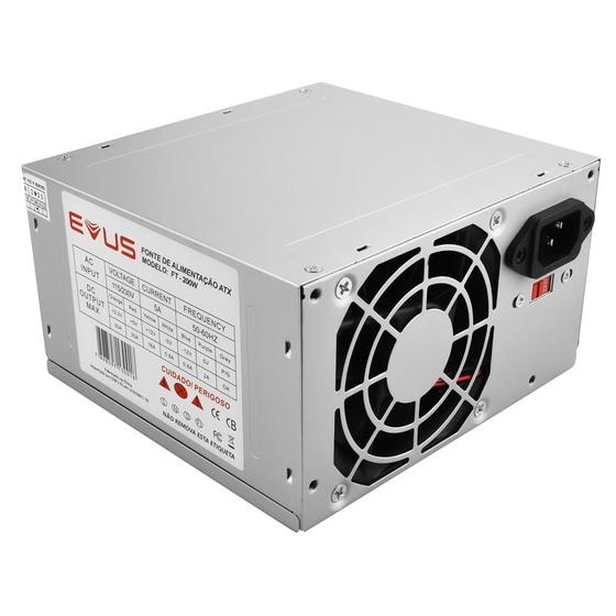 Imagem de Fonte Evus Ft-200W Atx 200W Real 20/24P 3 Sata Com Cabo