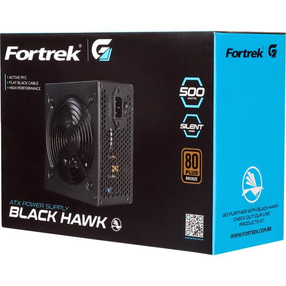 Imagem de Fonte Fortrek Black Hawk 500W 80 Plus Bronze Pfc Ativo