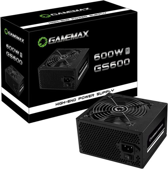 Imagem de Fonte Gamemax ATX, 600W, 80 Plus White, Preta GS600