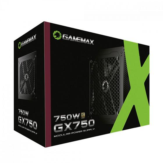 Imagem de Fonte Gamemax GX750 750W 80 Plus Gold Modular PFC Ativo Com Cabo Preto