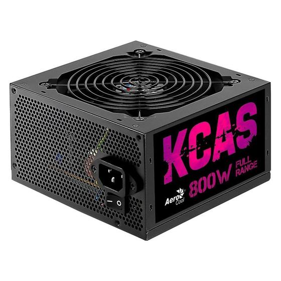 Imagem de Fonte Gamer Aerocool ATX KCAS, 800W, 80 Plus Bronze, PFC Ativo, Preto - 79602