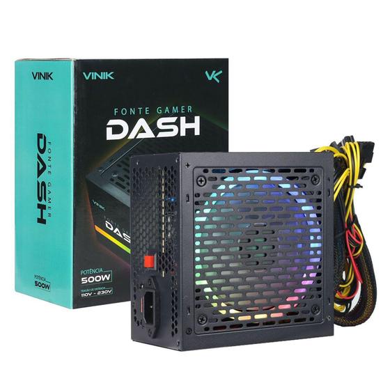 Imagem de Fonte Gamer Dash 500w Preto Com Fan Led Rgb Vfg500wpr - VINIK