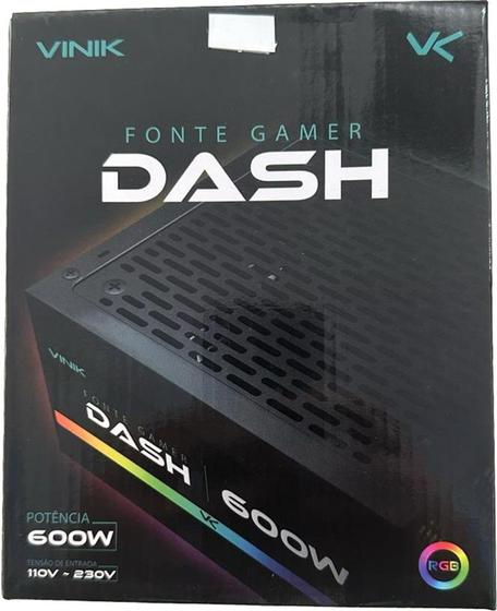 Imagem de Fonte gamer dash 600w preto com fan led rgb - vfg500wpr