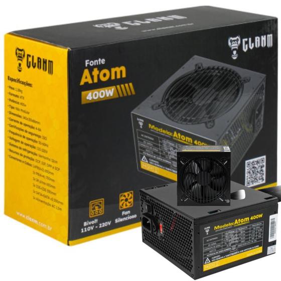 Fonte Para Pc Gamer Atom 400W ATX Com 5 Cabos Conectores 100V/230V Com ...