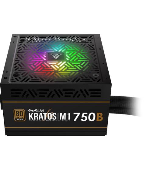 Imagem de Fonte Pc Atx 750W Gamer Gamdias Kratos M1 RGB 80 Plus Bronze PFC Ativo M1-750B