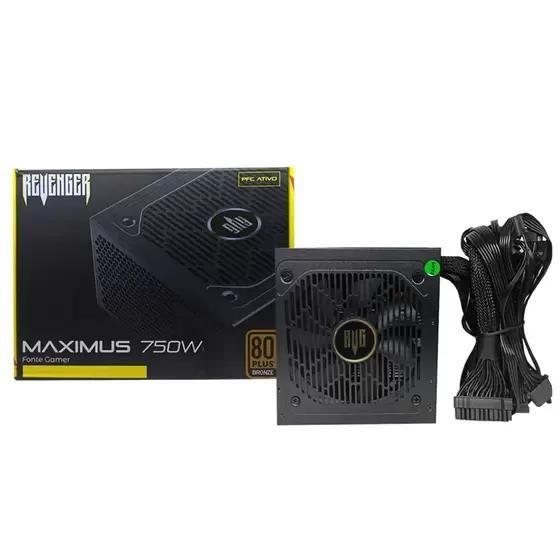 Fonte Real 750W Revenger Maximus 80 Plus Bi-Volt Automática Menor preço em Fonte Real 750W Revenger Maximus 80 Plus Bi-Volt Automática