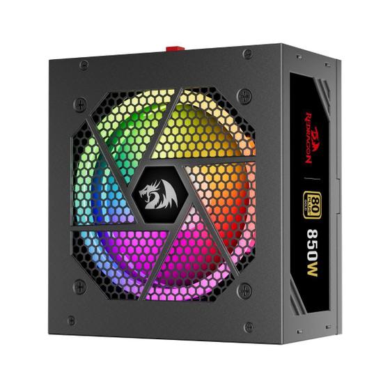 Imagem de Fonte Redragon 850W Rgps Rgb 80 Plus Gold Full Modular Atx
