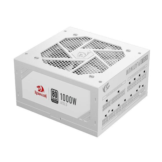 Imagem de Fonte Redragon ATX 1000W, 80 Plus Platinum, PFC Ativo, Full Modular, Branco