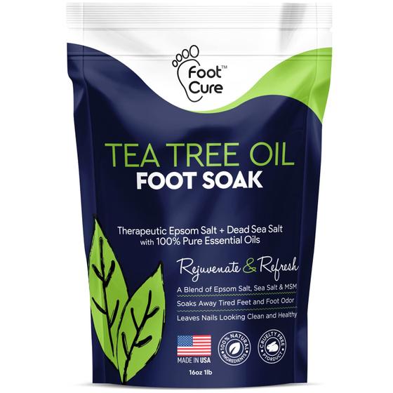 Imagem de Foot Soak Tea Tree Oil Epsom Salt para reparação de unhas dos pés 480 ml