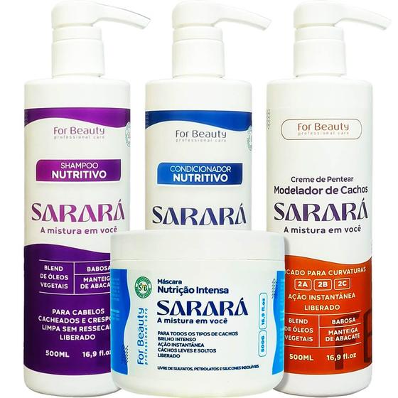 Imagem de For Beauty Sarará - Kit Nutritivo Modelador de Cachos 2A 2B 2C Completo (4 Produtos)