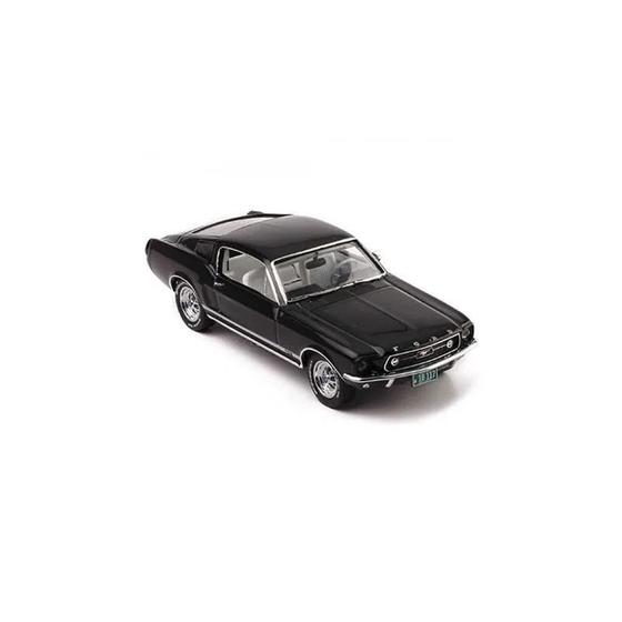 Imagem de Ford Mustang GT Fastback 1967 Preto-Branco em Escala 1:43 - Modelo de Metal Fundido de Alta Qualidade.