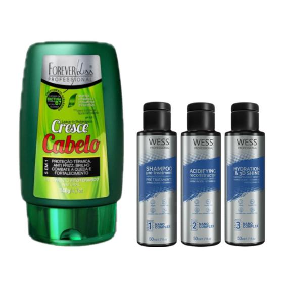 Imagem de Forever Leave-in CresceCabelo140g+ Wess Kit Nano Sel. 50ml