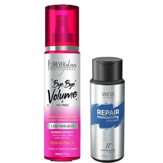 Imagem de Forever Liss Bye Bye Liso Magico + Wess Shampoo Repair 250ml