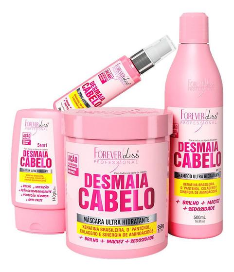 Imagem de Forever Liss Kit Desmaia Cabelo Shampoo + Leave-in + Sérum + Máscara 950g