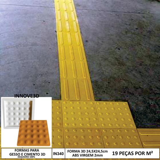 Imagem de Forma 3d Piso Tátil 24,5x24,5cm ABS 2mm Molde Para Cimento/Concreto IN340