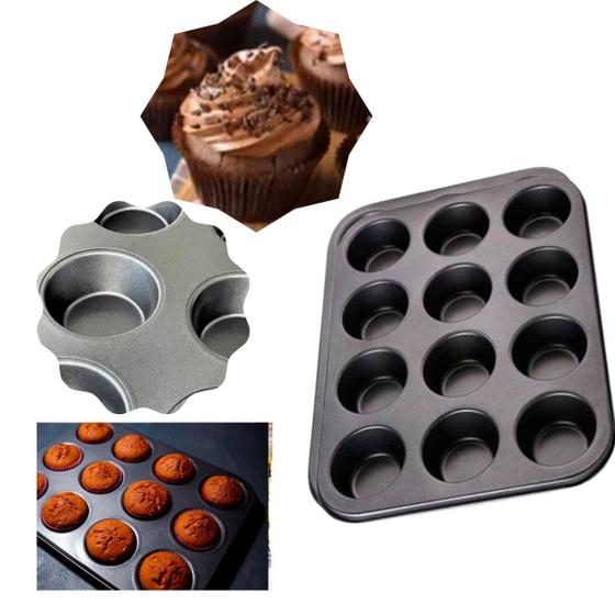 Imagem de Forma Antiaderente Cupcake Mini Bolinho 12 Cavidades