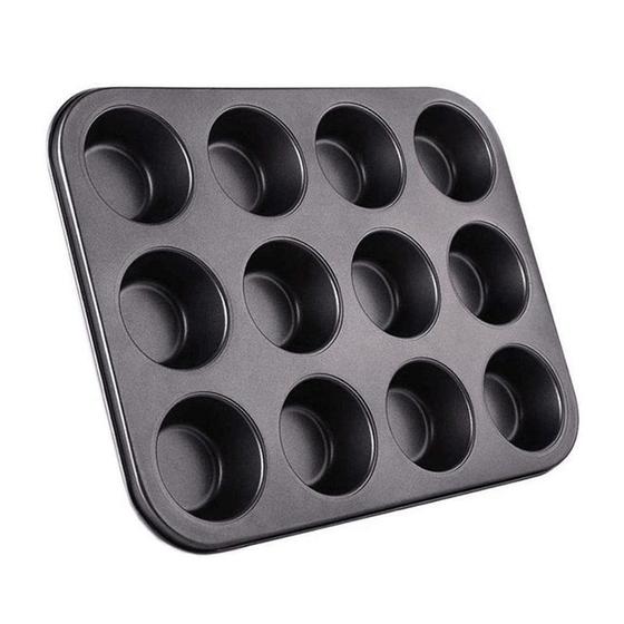 Imagem de Forma Antiaderente Para Cupcake 12 Cavidades Aço Carbono Teflon - Quality House