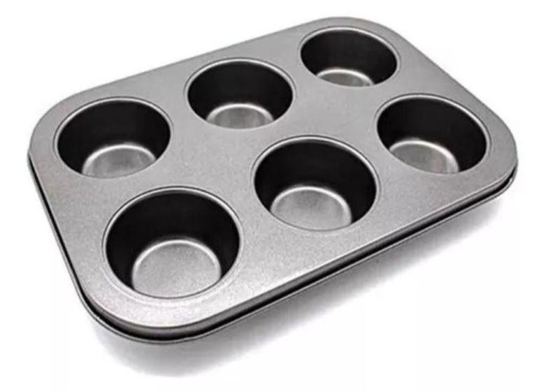 Imagem de Forma Assadeira Aço Inox Anti Aderente 6 Cavidades  Cupcakes Petit Gateau Pão De Q Cozinha - Wellmix