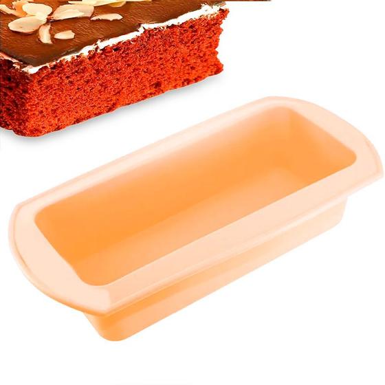 Forma Assadeira Bolo Silicone Retangular Antiaderente Laranja Menor preço em Forma Assadeira Bolo Silicone Retangular Antiaderente Laranja