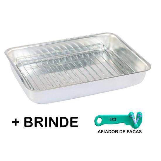 Forma Assadeira Com Grelha Retangular Baixa Grade Inox Menor preço em Forma Assadeira Com Grelha Retangular Baixa Grade Inox